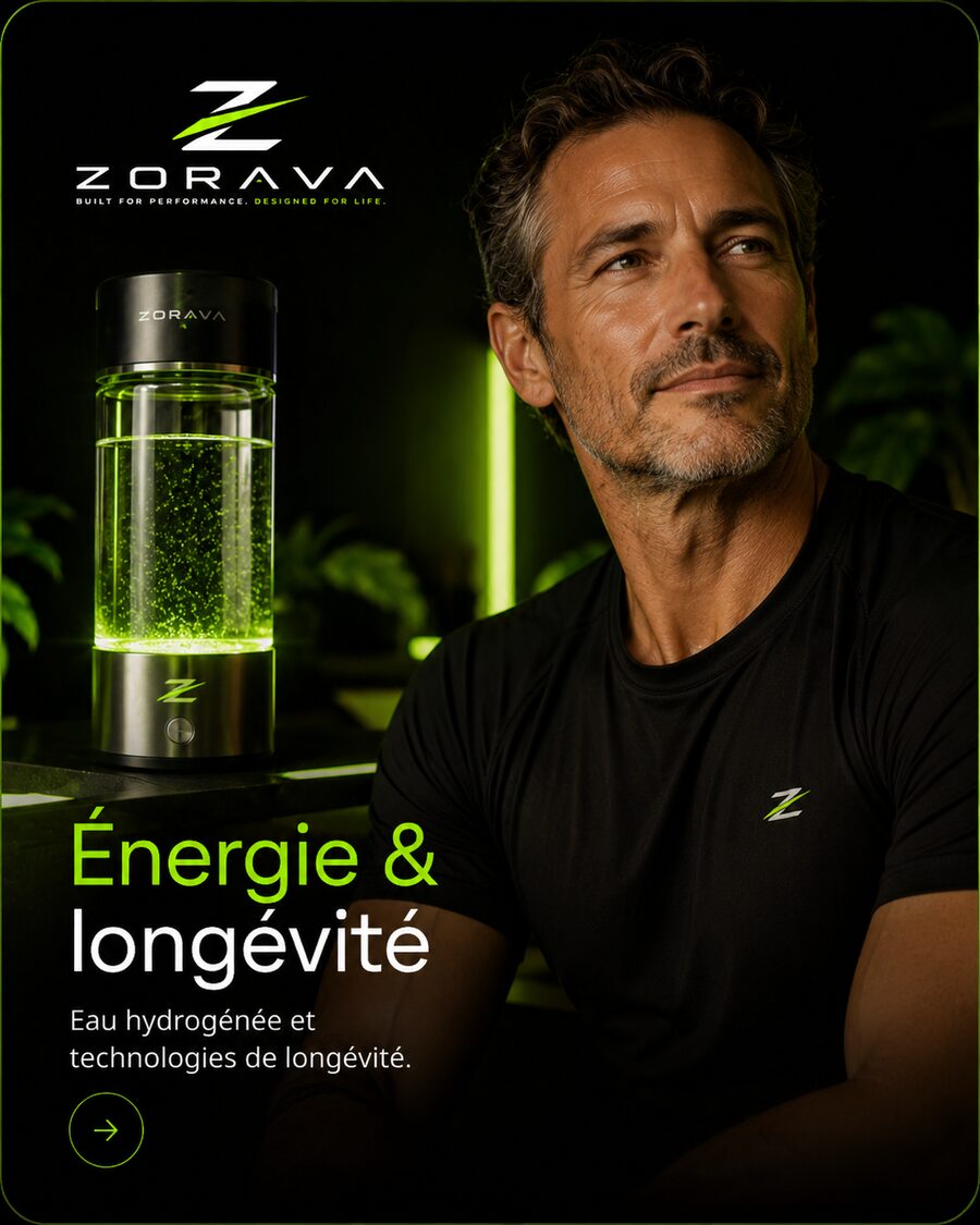 Visuel ZORAVA énergie et longévité avec eau hydrogénée